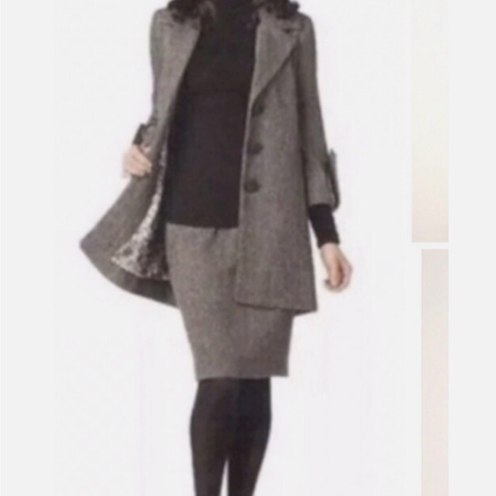 CABi Brown/Gray Tweed Women's Coat & Matching Skirt Set